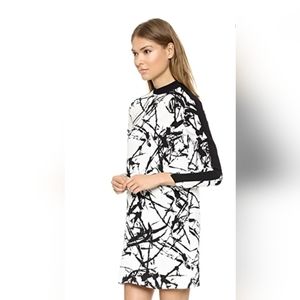 A.L.C. Isley Dress  $625.00  White Black 100% Silk Long Sleeves Size 4